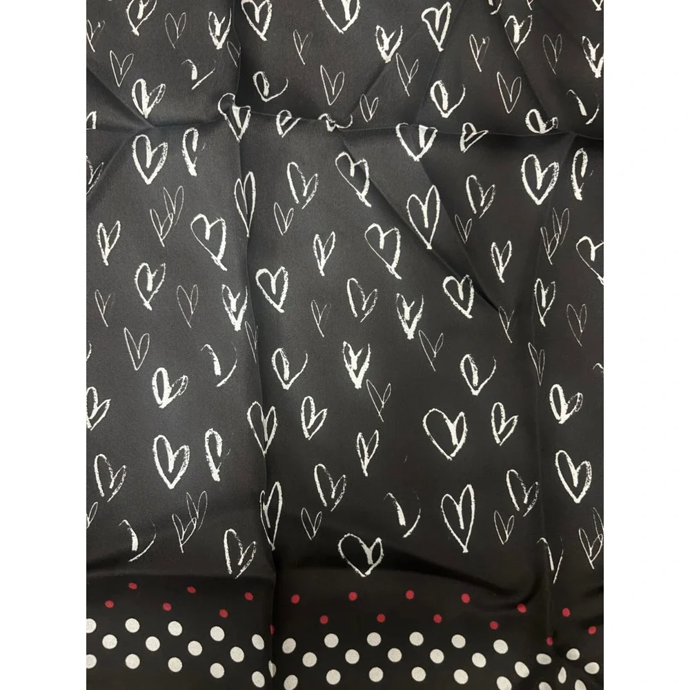 Kurt Geiger Silk Scarf Bandana‎ Heart Print Black